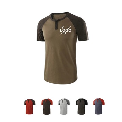 Men's Patchwork V-Neck Golf Polo